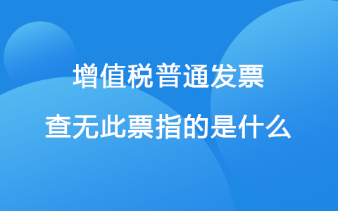 增值税普通发票查无此票指的是什么