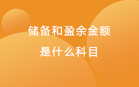 储备和盈余金额是什么科目