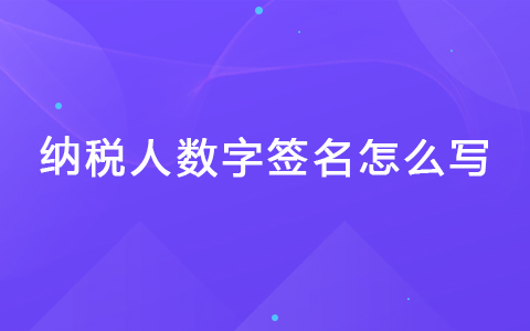 纳税人数字签名怎么写