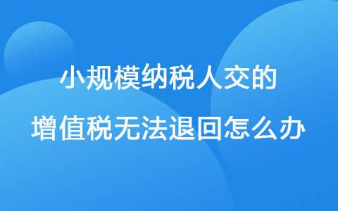 小规模纳税人交的增值税无法退回怎么办