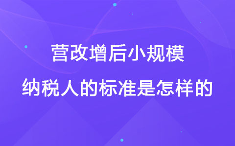 营改增后小规模纳税人的标准是怎样的
