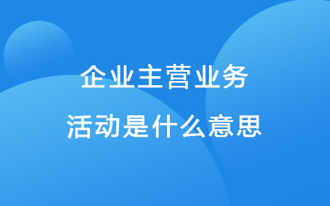 企业主营业务活动是什么意思