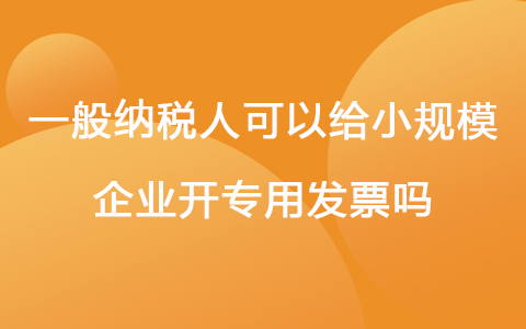 一般纳税人可以给小规模企业开专用发票吗