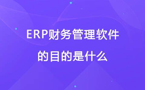 ERP财务管理软件的目的是什么