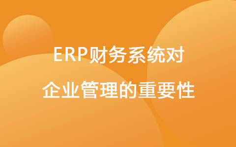 ERP财务系统对企业管理的重要性
