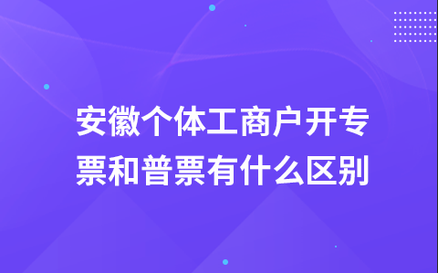 安徽个体工商户开专票和普票有什么区别